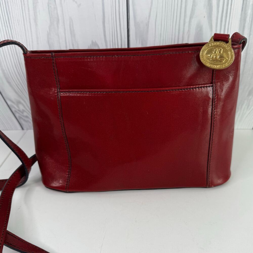 Vtg Brahmin Crossbody Bag Small Red Leather Shoulder Purse Zip Top Side Pocket